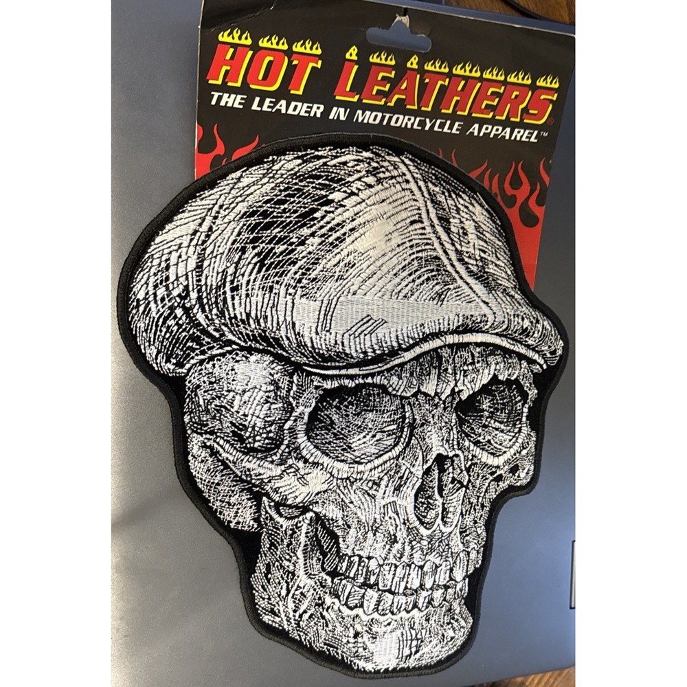 Hot Leathers Motorcyle Large 8x10 Skull Cap Patch New Iron On Or Sew